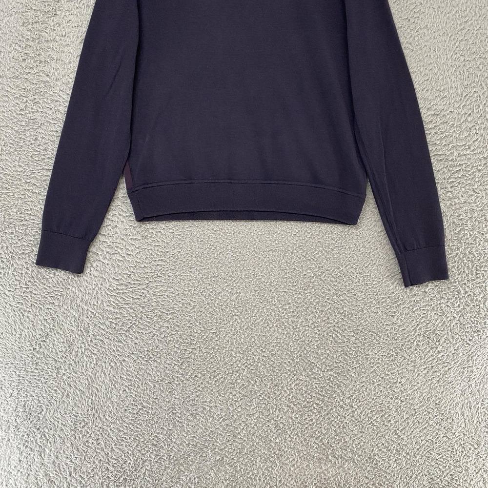 Theory Project Sweater Womens Small Purple Silk Front Merino Wool Knit Crewneck - Picture 9 of 12